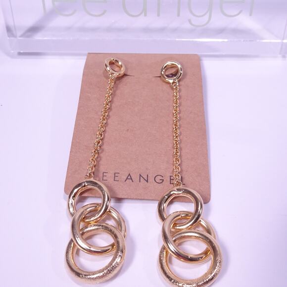 Lee Angel Women's Interlocking Chunky Ring Chain Earrings NWT 68 - Picture 4 of 4